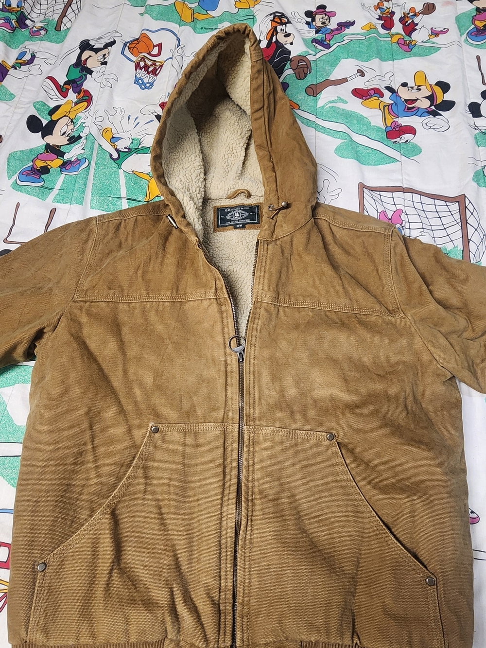 Men's Hooded Sherpa-Lined Canvas Jacket - Brown